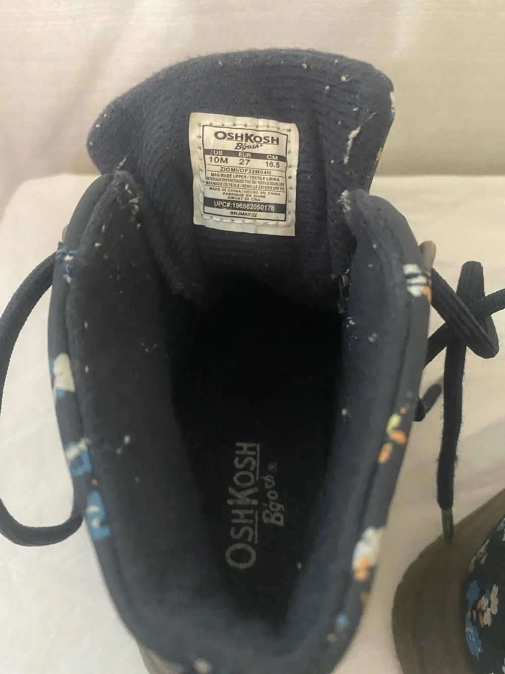 OshKosh B'gosh Navy Floral Lace-Up Kids Boots Thick Soles Girls Hiking - Picture 7 of 8